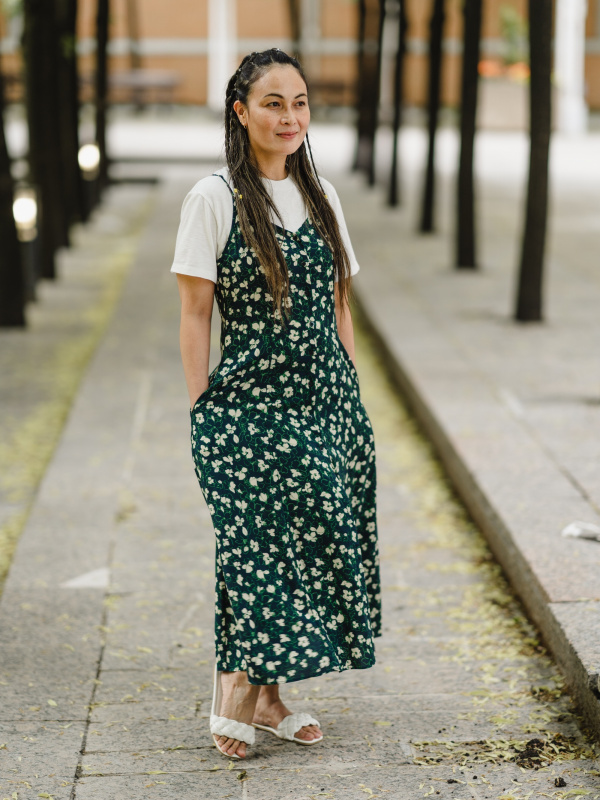 WOMEN'S PRINTED BUTTON DOWN CAMISOLE FLARE DRESS