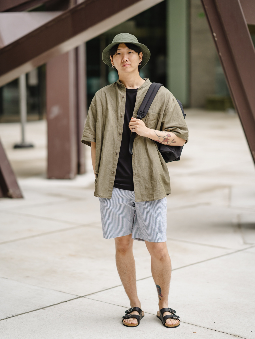 Check styling ideas for「Premium Linen Long-Sleeve Shirt、Stretch Easy Shorts」|  UNIQLO US