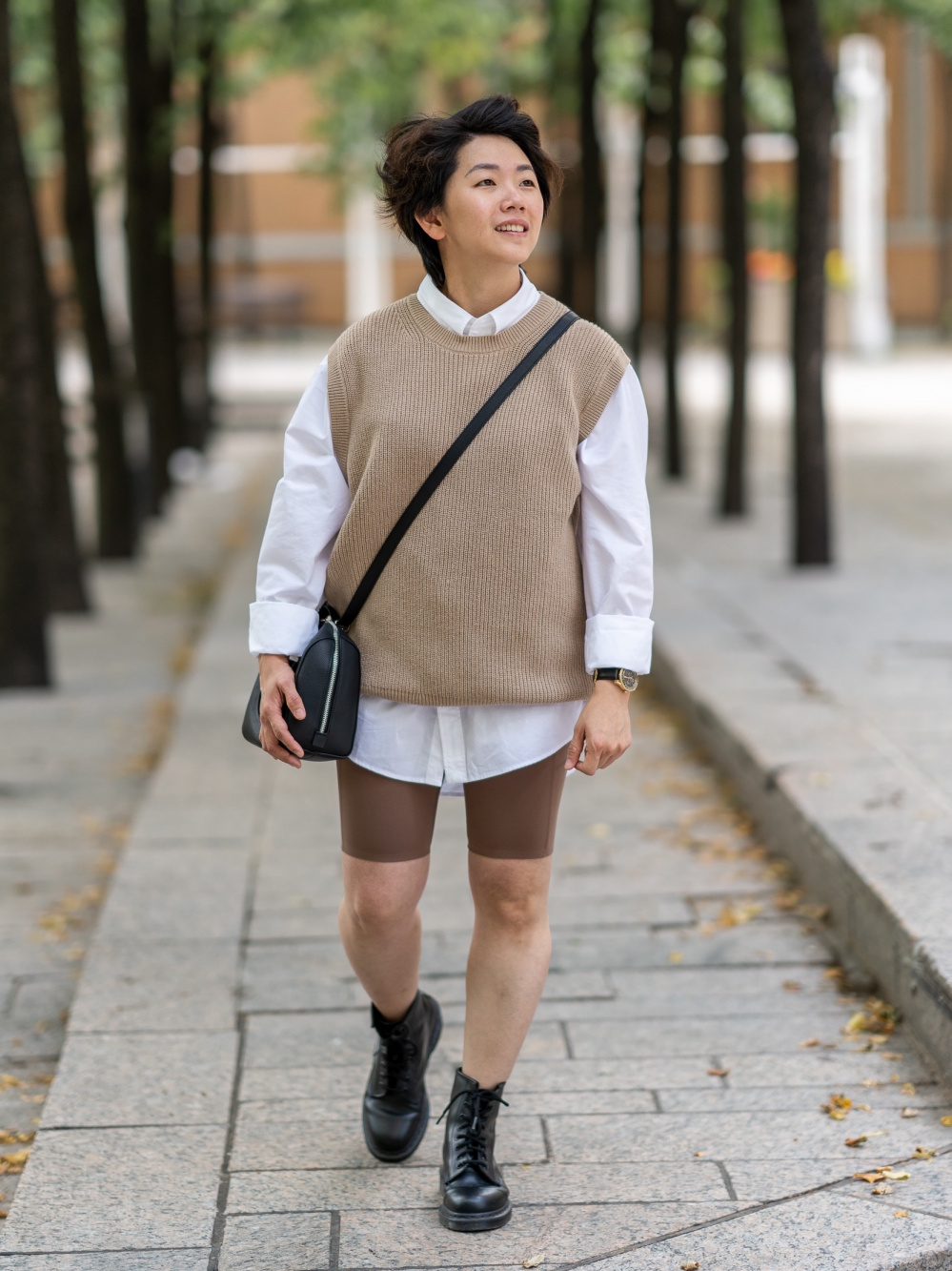 Check styling ideas for「Washable Middle Gauge Crew Neck Vest