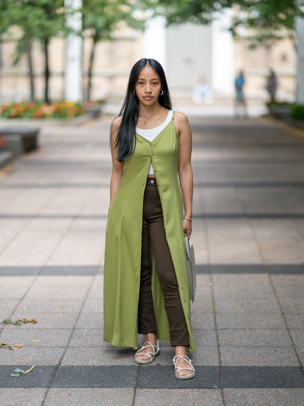 Check styling ideas for「Button Down Camisole Flare Dress」