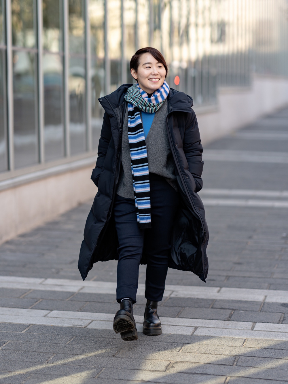 Check styling ideas for「Wide-Fit Pleated Pants (Tall)、Cashmere Striped  Scarf (MARNI)」