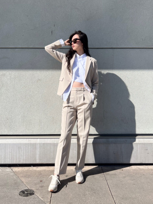 ◆codegraphy◆ Women's collar blouson jacket beige CBESWJP15 AirSense Jacket | UNIQLO US
