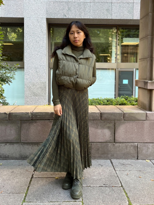Pleated Long Skirt | Checked | UNIQLO US