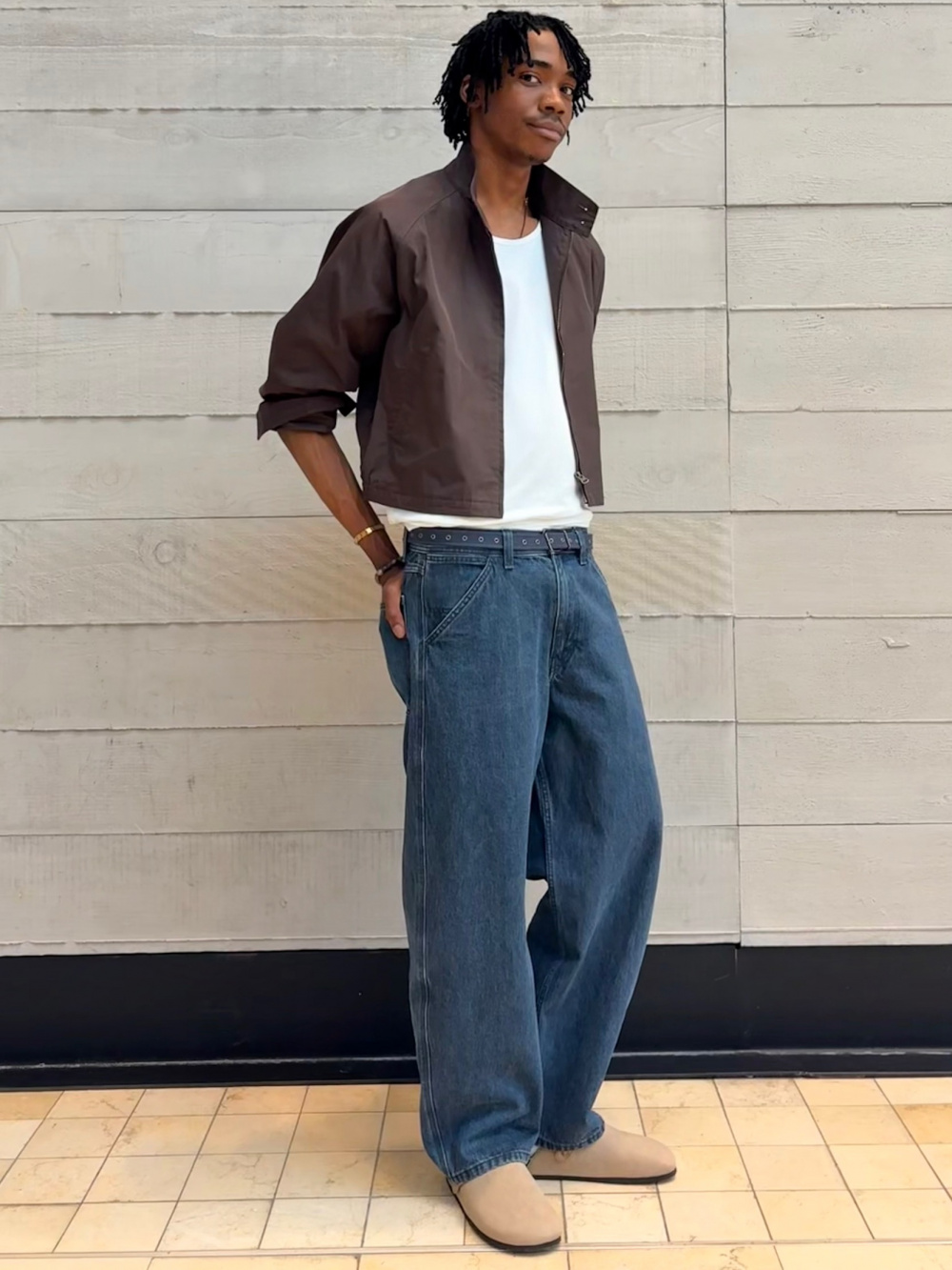 Check styling ideas for「TANK TOP、COTTON BLEND SHORT BLOUSON