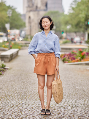Uniqlo cotton linen relaxed shorts top