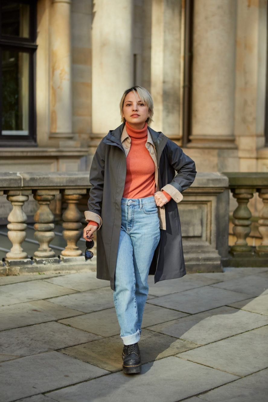 Turtleneck high waisted clearance jeans