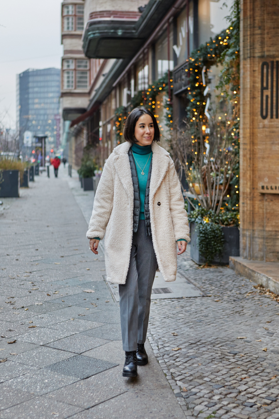 Check styling ideas for「Pile-Lined Fleece Tailored Coat、Easy