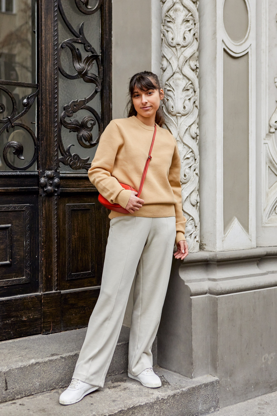 Check styling ideas for「Washable Milano Ribbed Long-Sleeve Sweater、U Ribbed  Jacket」