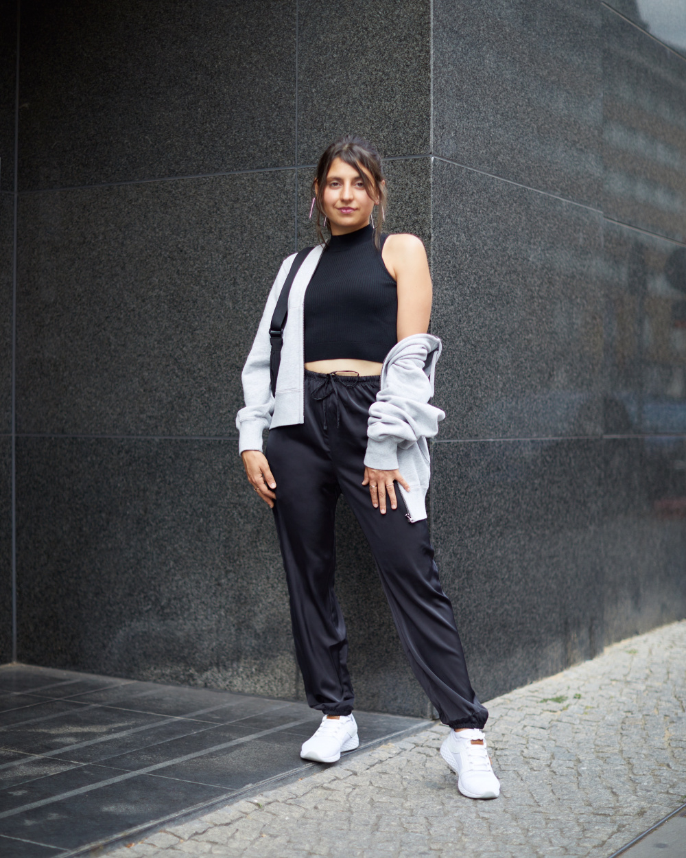 Check styling ideas for「SATIN DRAPE JOGGER PANTS」