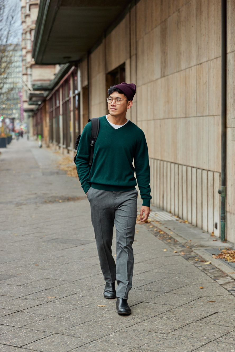 Dark Green Turtleneck with Green Pants Outfits For Men (2 ideas & outfits)