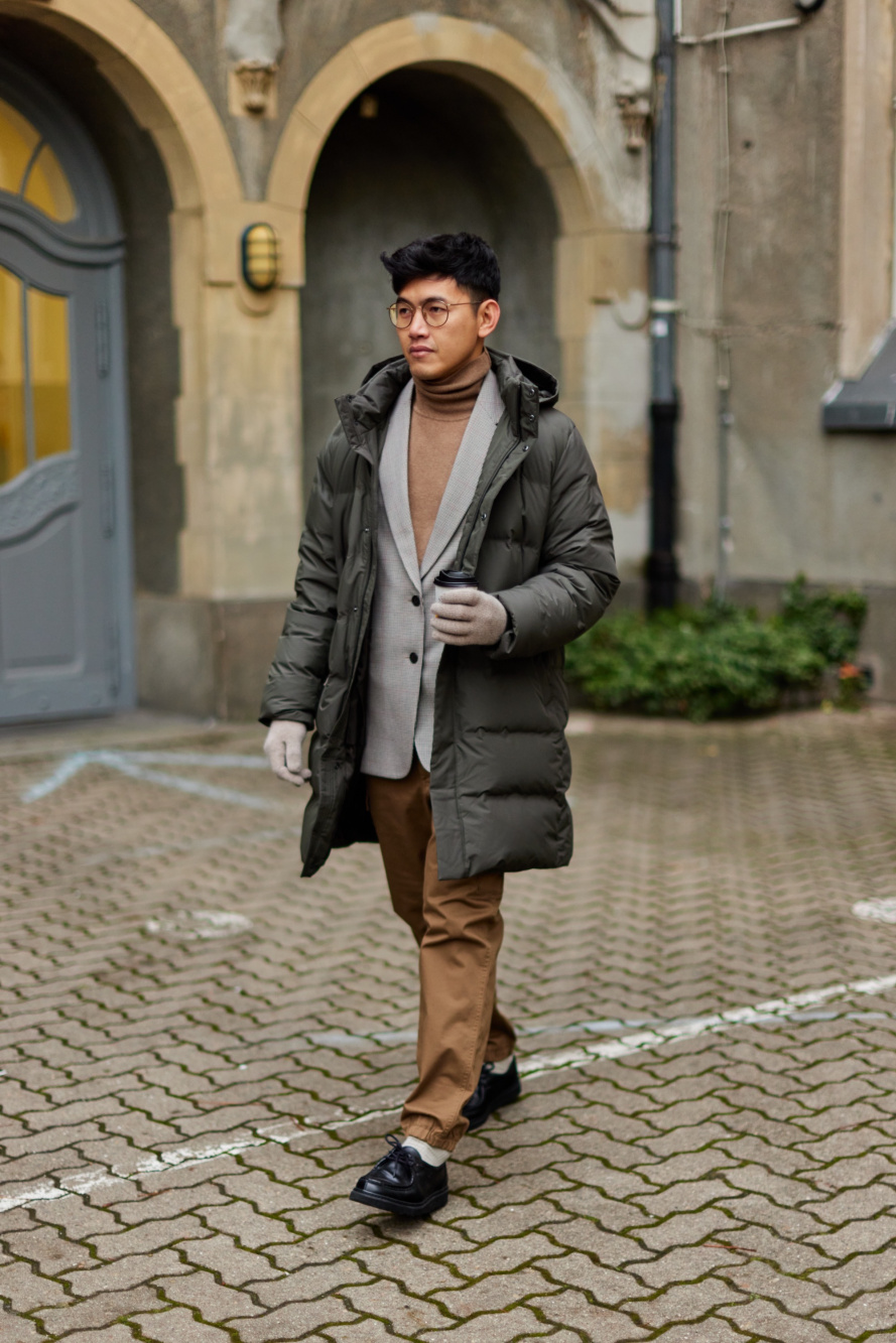 Check styling ideas for「Balmacaan Coat (Check)、HEATTECH Ultra Warm Crew ...