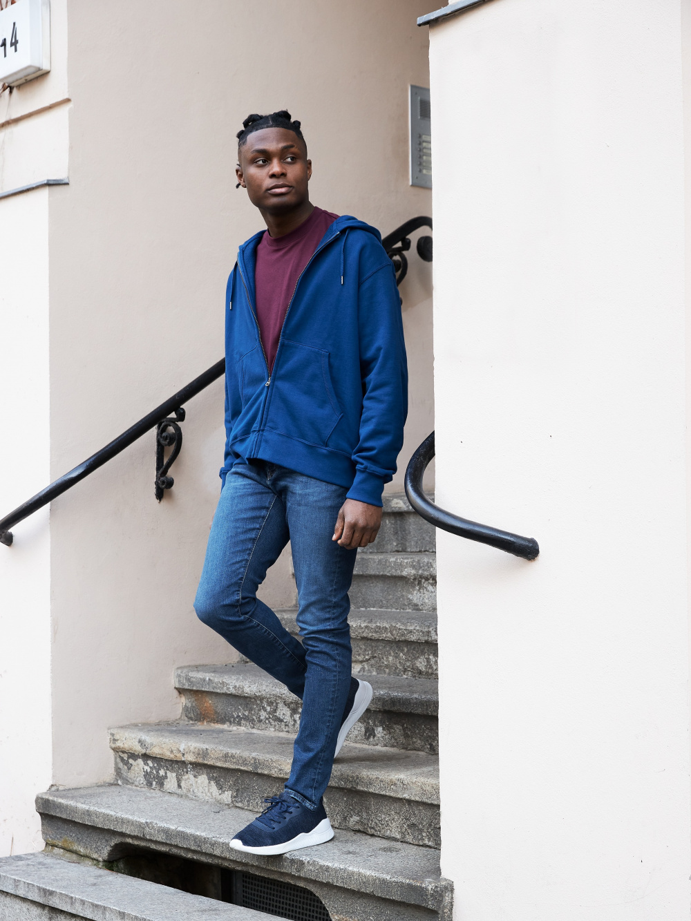 Navy blue shop hoodie outfit