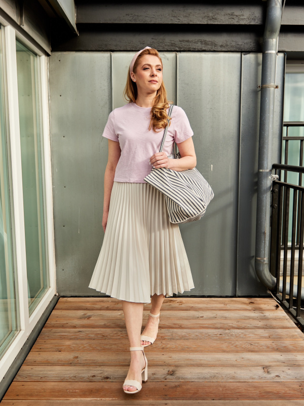 Solid Satin Pleated Skirt