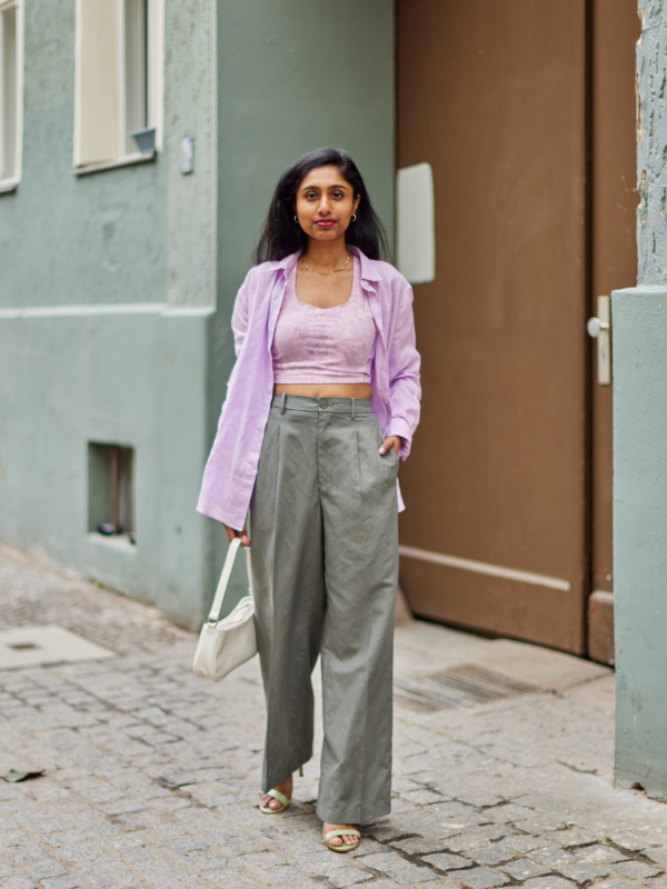 Linen-Cotton Pleated Pants