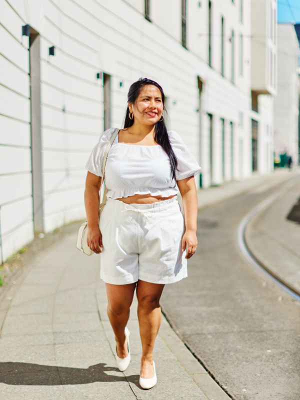 Organic Linen Shorts With Faux Belt Detail by Conquista