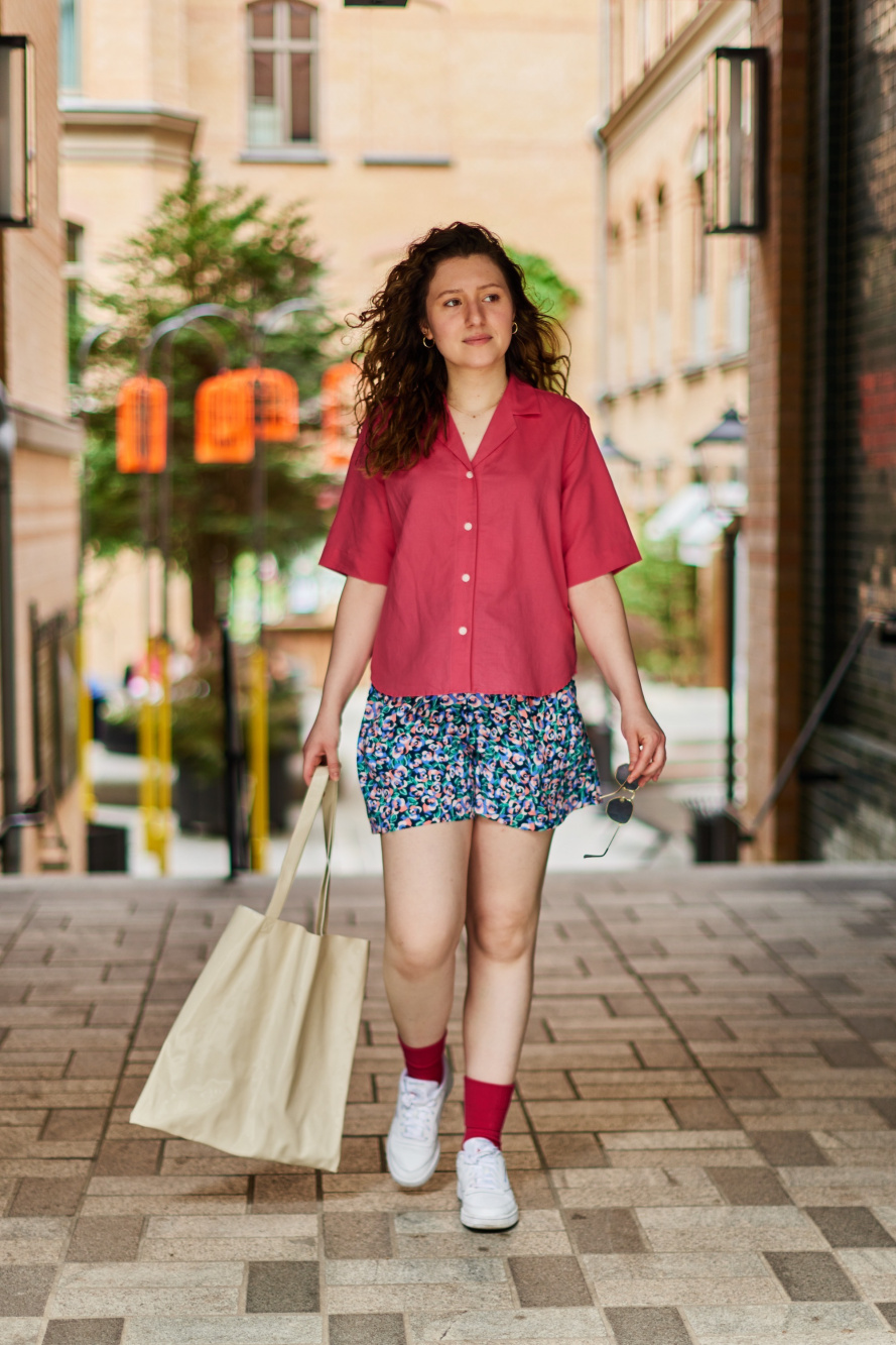 Women Linen Blend Short Sleeved Shirt, UNIQLO