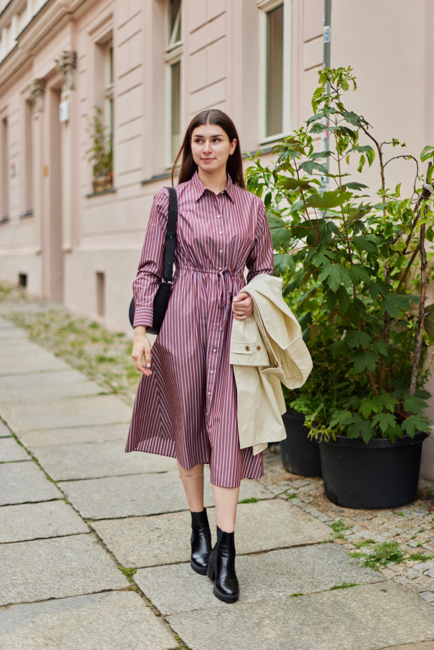 Purple shirt dress outfit hotsell