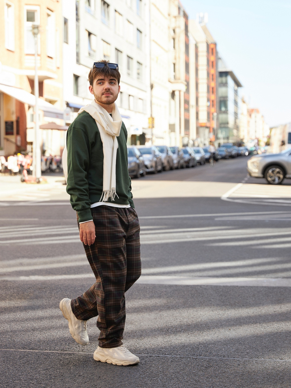 Check styling ideas for「Middle Gauge V-Neck Cardigan、Flannel Easy Ankle  Pants」