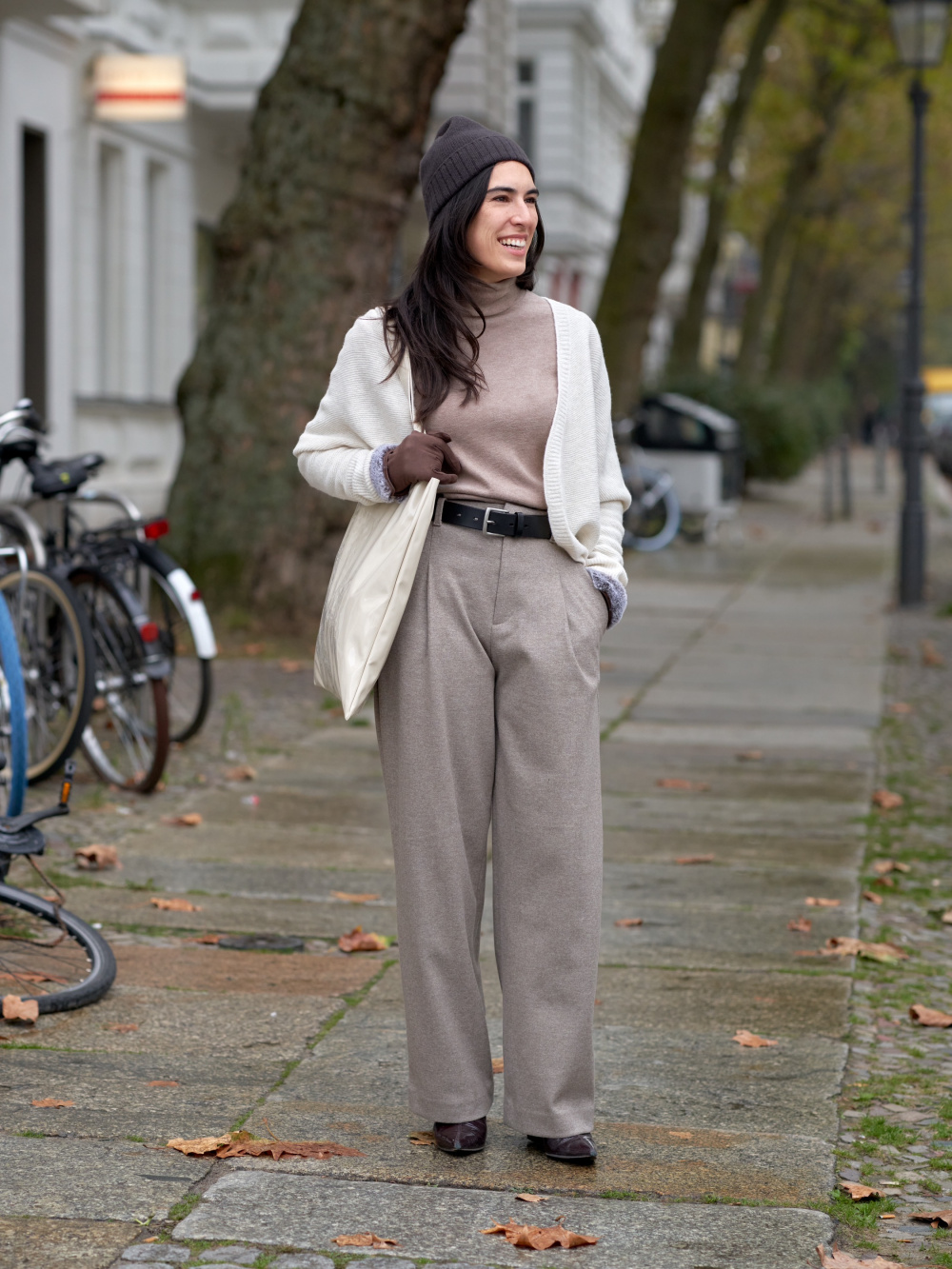 Check styling ideas for「Brushed Jersey Pleated Wide Pants