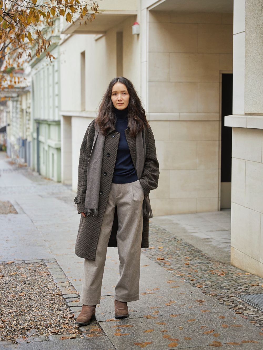 Check styling ideas for「Brushed Jersey Pleated Wide Pants」