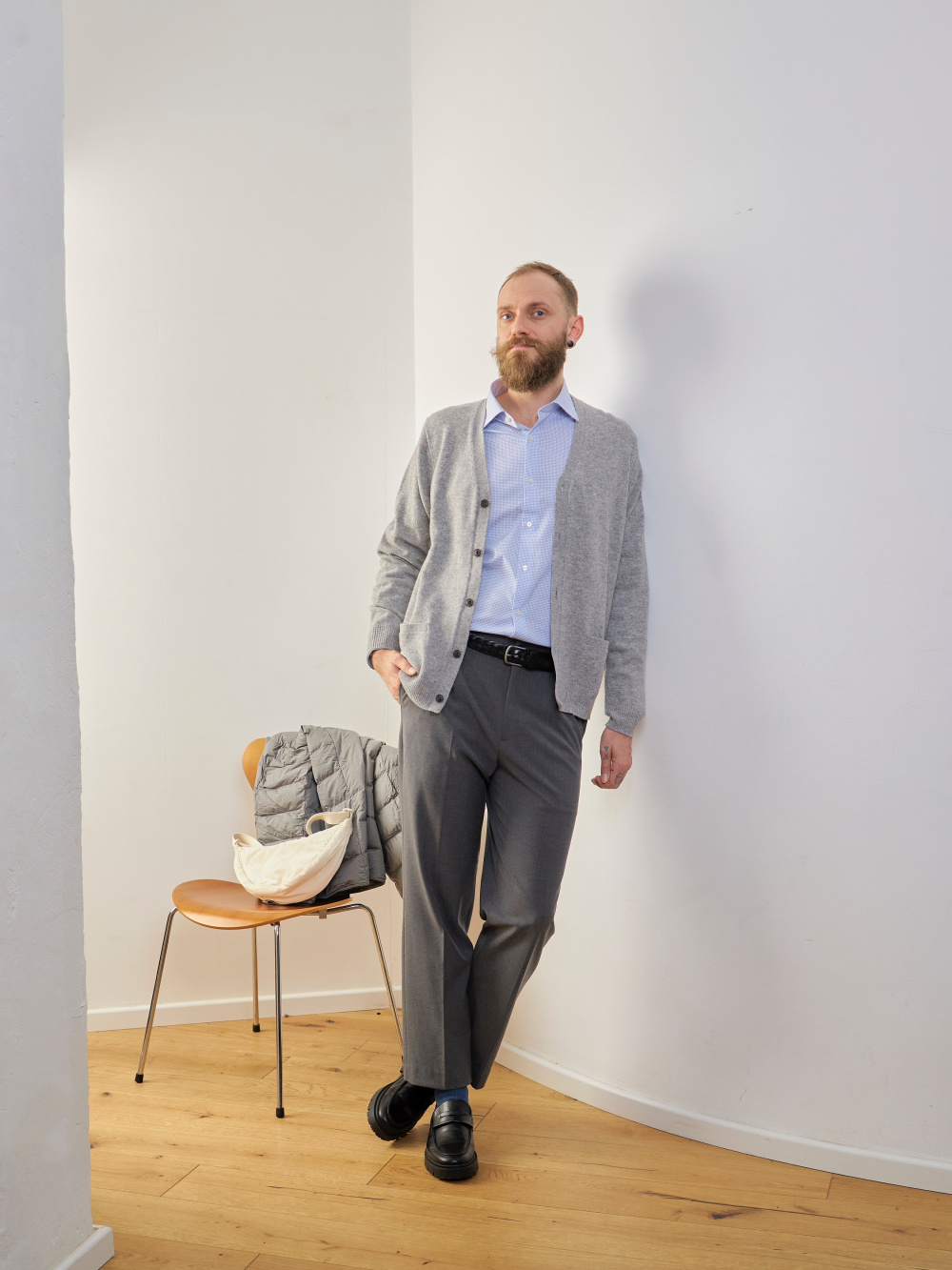 TANMESSO Damen Jeansjacke Übergröße - Lässige Karo-Jeansjacke Mit Taschen