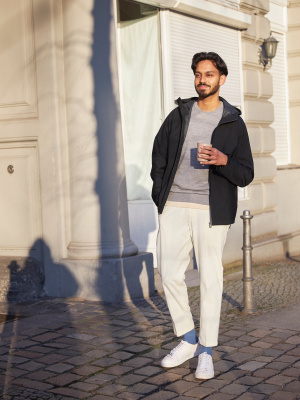 Men s Smart Ankle Trousers Cotton Like UNIQLO UK