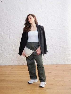 【BAON】Nanata Cat Washing Stitch Cotton Wide Pants Namu Shop - Aton Catch Washer Cotton Easy Wide Pants - Black