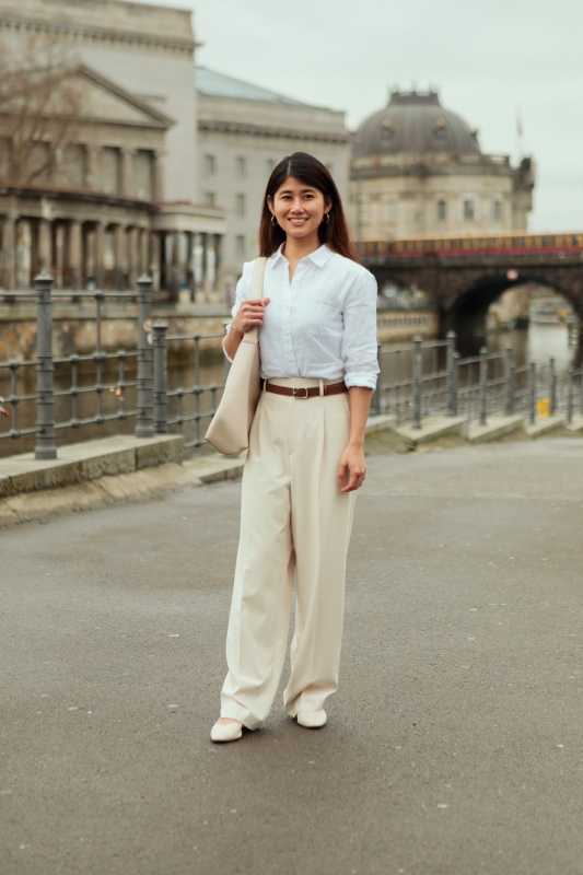 Check styling ideas for「Premium Linen Long Sleeve Shirt、Striped Linen Blend  Easy Pants」