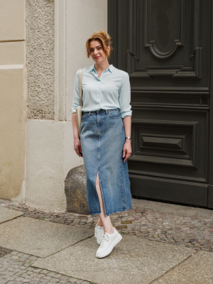 Uniqlo denim midi skirt sales
