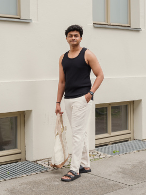 WIRROW cupro cotton tank top ダークグレー WIRROW cupro cotton tank