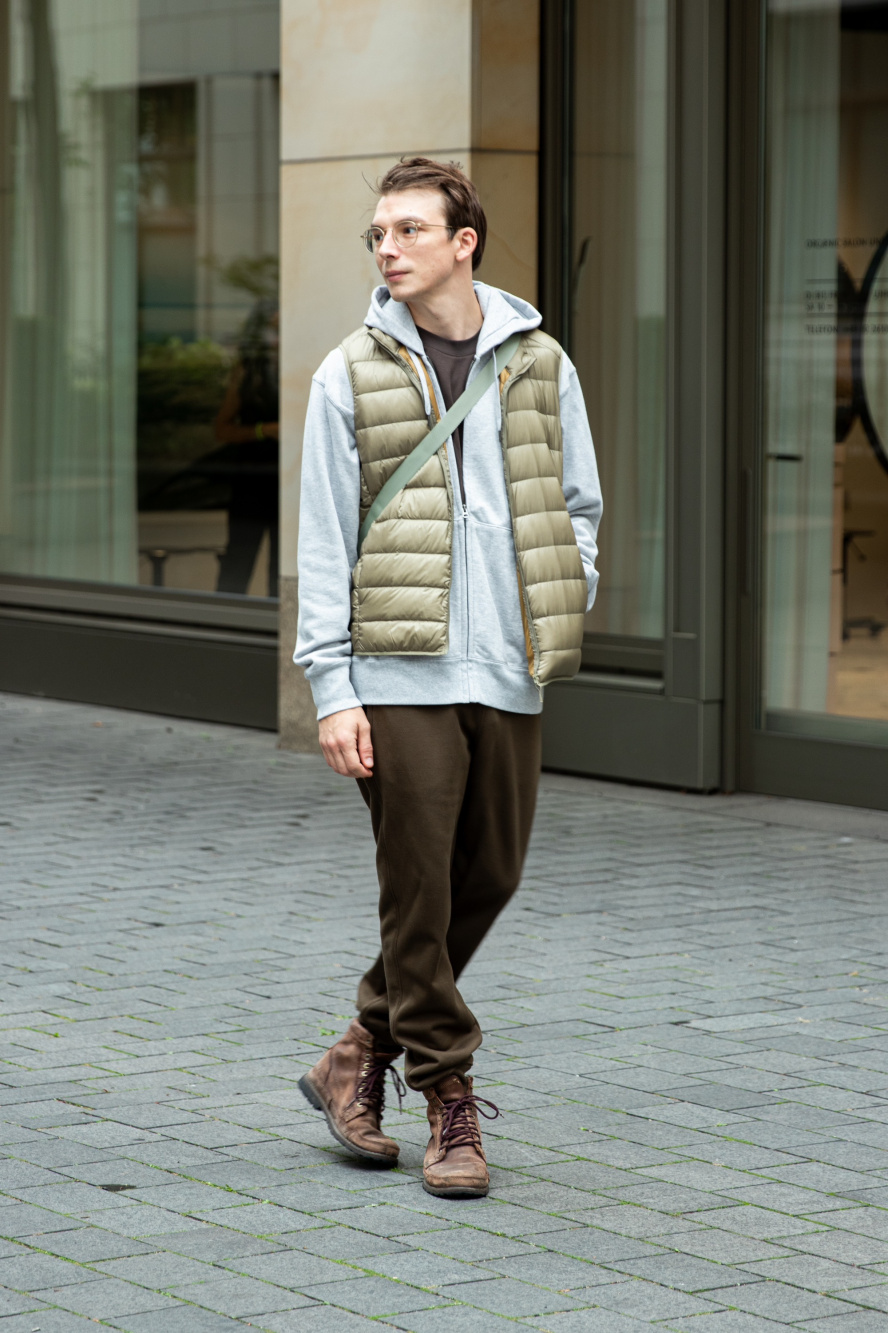 Puffer vest with flannel shirt sales