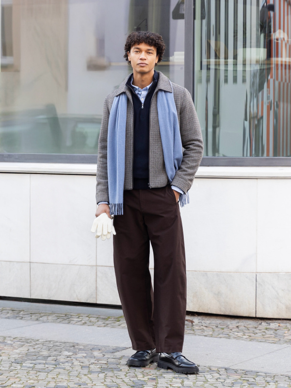 An outfit using Seamless Down Parka and 100% Cashmere Half-Zip