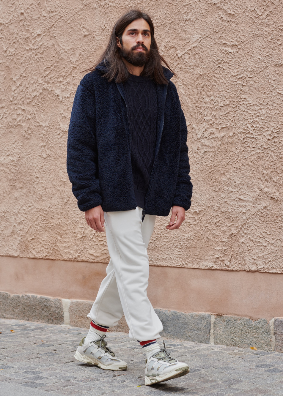 Check styling ideas for「Fluffy Yarn Fleece Full-Zip Jacket