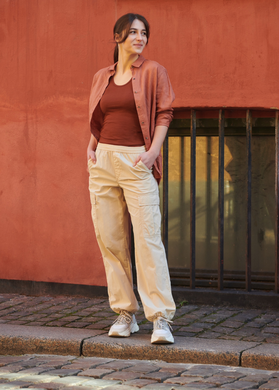 Check styling ideas for「Premium Linen Long-Sleeve Shirt、Linen Cotton  Tapered Pants」