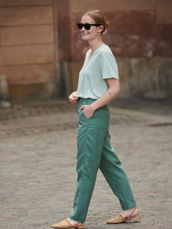 WOMEN'S LINEN COTTON TAPERED PANTS