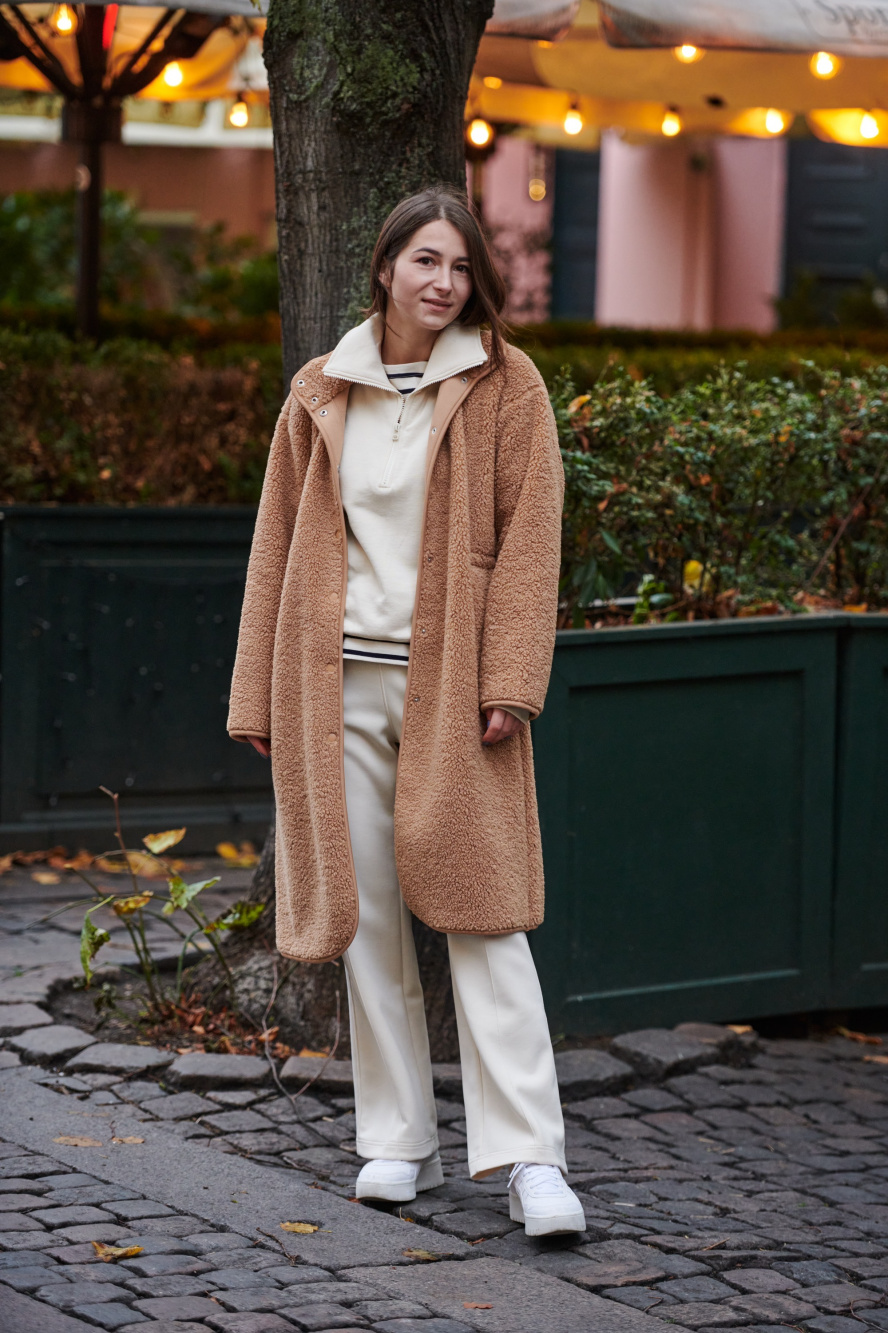 Check styling ideas for「Pile Lined Fleece Stand Collar Coat」