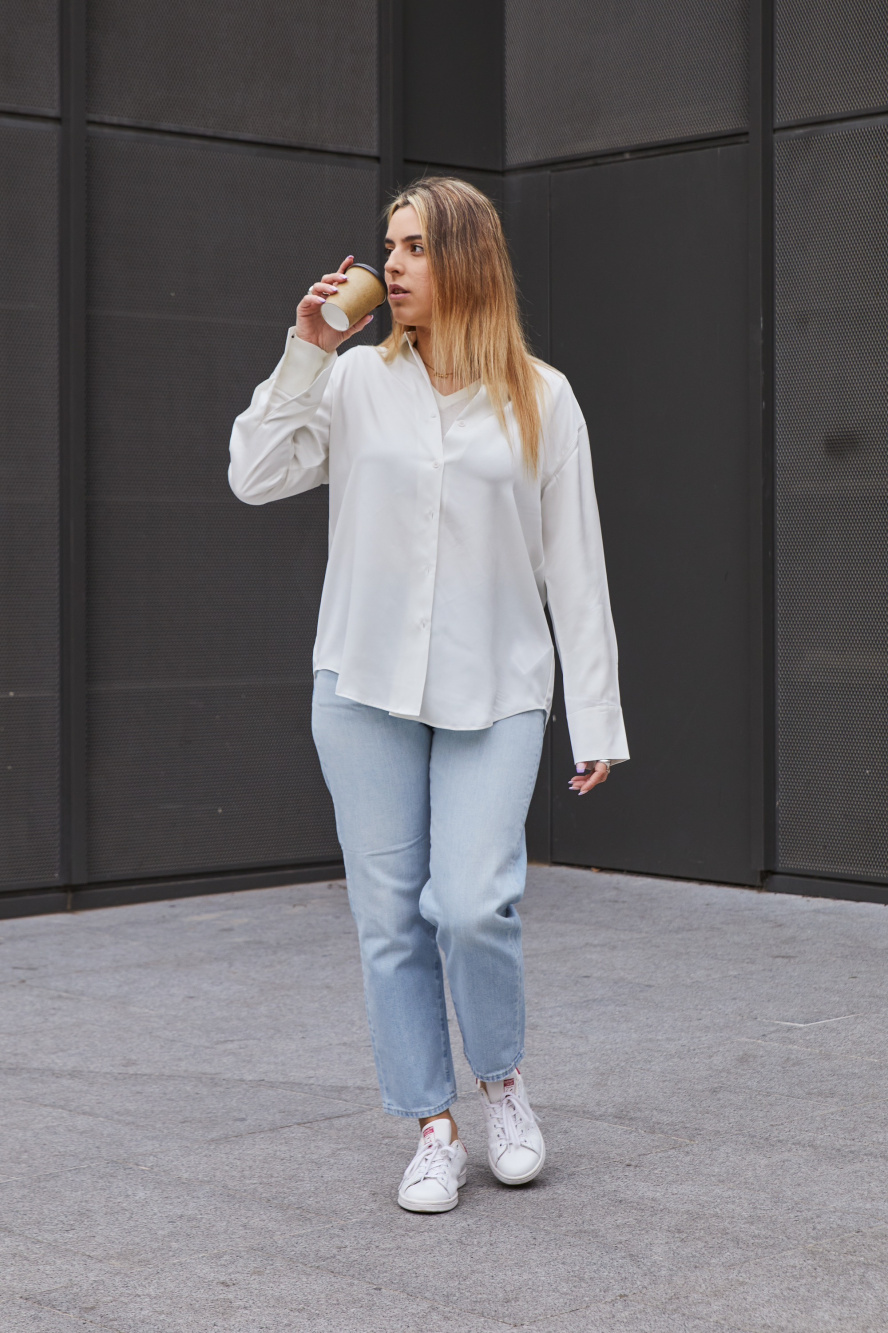 Check styling ideas for「Satin Long-Sleeve Blouse、Wide-Fit Pleated Pants  (Checked)」| UNIQLO US