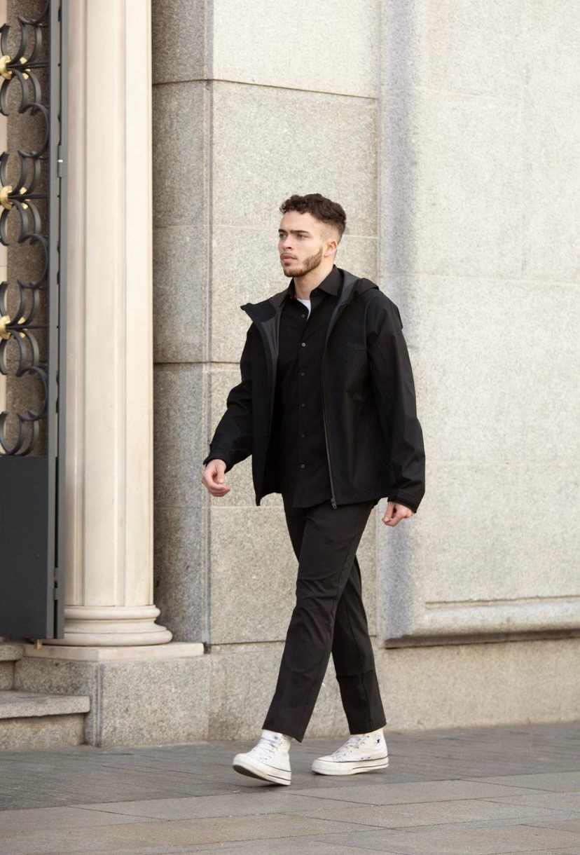 Check styling ideas for「BLOCKTECH Parka (3D Cut)、Easy Care Stretch Slim-Fit  Long-Sleeve Shirt」