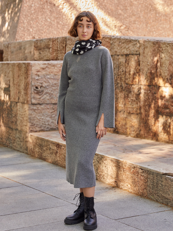 WOMEN'S BOAT NECK LONG SLEEVE KNITTED DRESS | UNIQLO CA