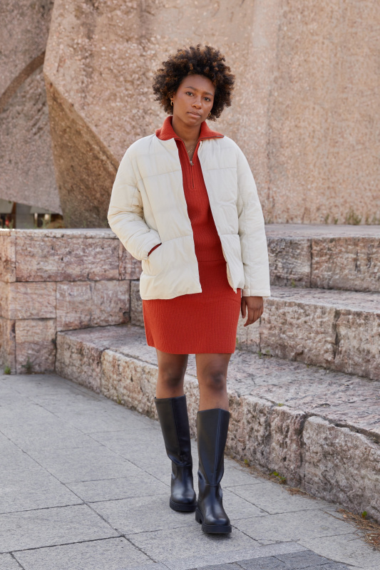 PREMIUM LAMBSWOOL LONG SLEEVE HALF-ZIP SWEATER(Women's) outfit