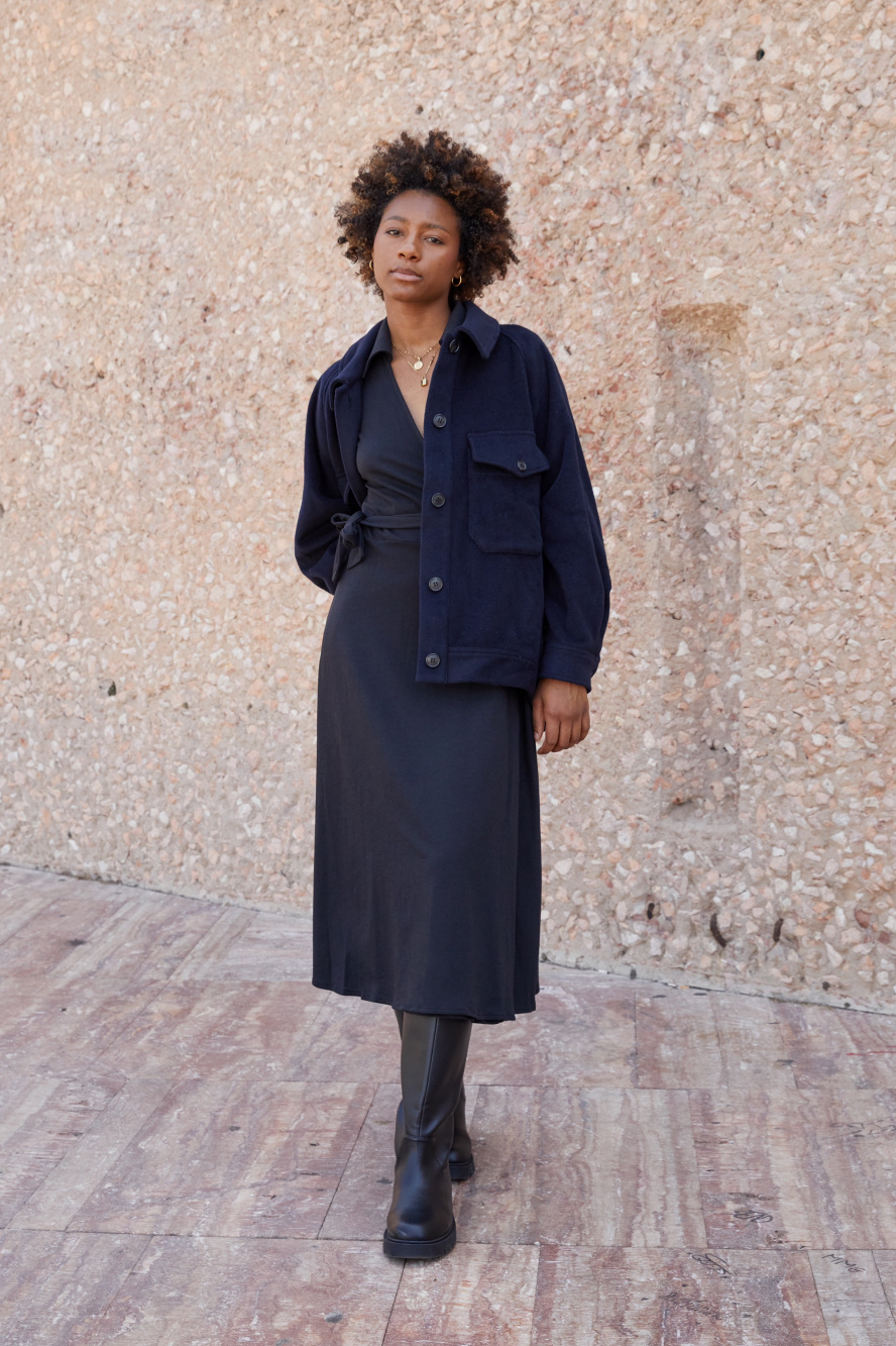 High neck 2024 wrap coat