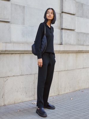 Pantaloni Larghi Haloumoning Donna - Maglia A Coste, Vita Alta, Comodi Per Tempo Libero - Foto 4