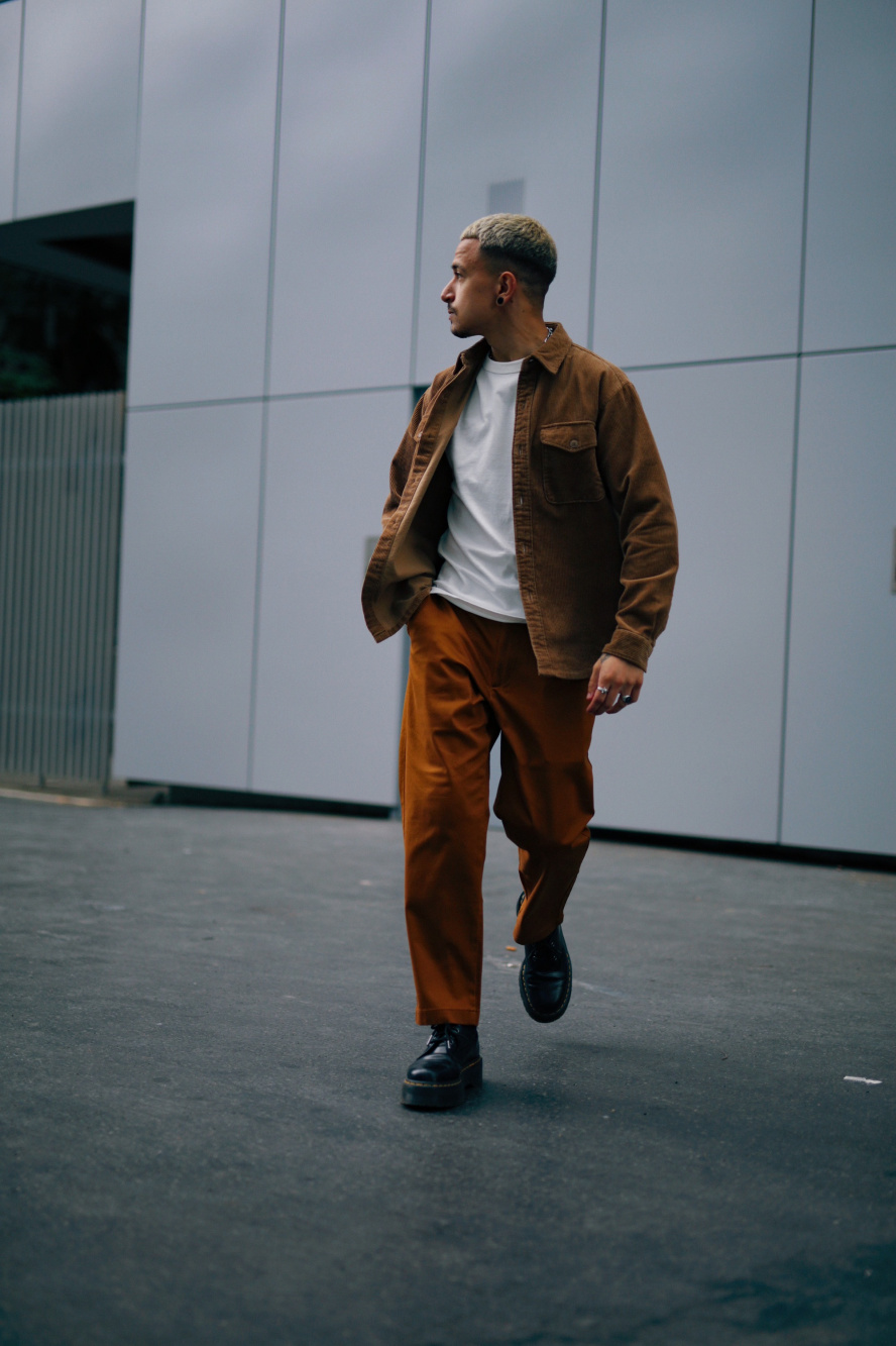 Check styling ideas for「Corduroy Long-Sleeve Work Shirt、Utility Corduroy  Work Pants」