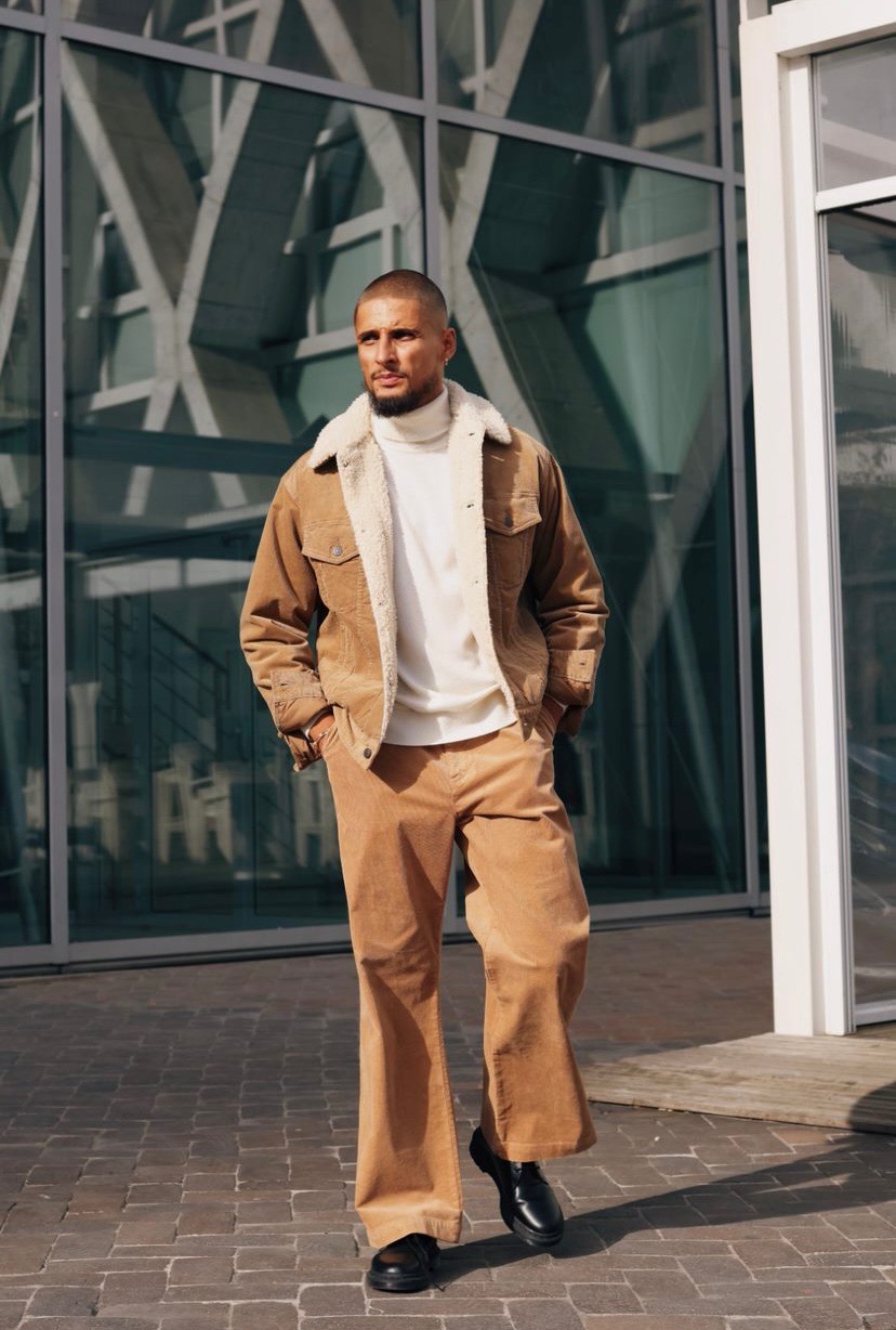 White Turtleneck with Olive Corduroy Pants Outfits For Men (7 ideas &  outfits)