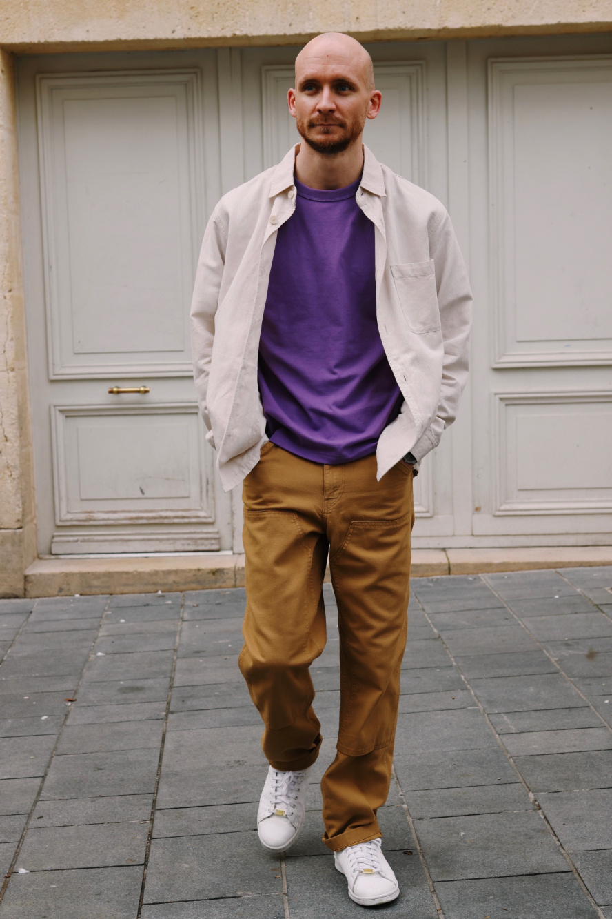 Check styling ideas for「Painter Pants、Cotton Linen Over Shirt