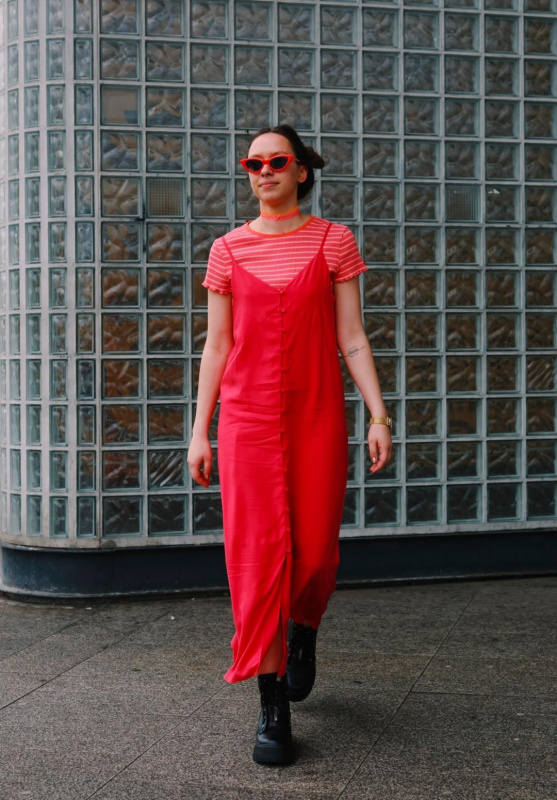 Perfume Closet ／ Camisole Flare Dress Check styling ideas for「Button Down Camisole Flare Dress