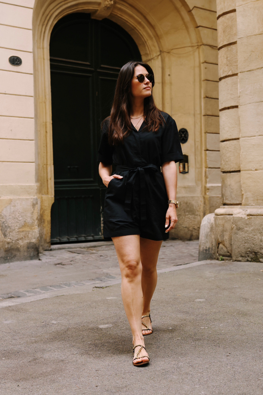 Check styling ideas for「Crepe Jersey Short-Sleeve Romper」