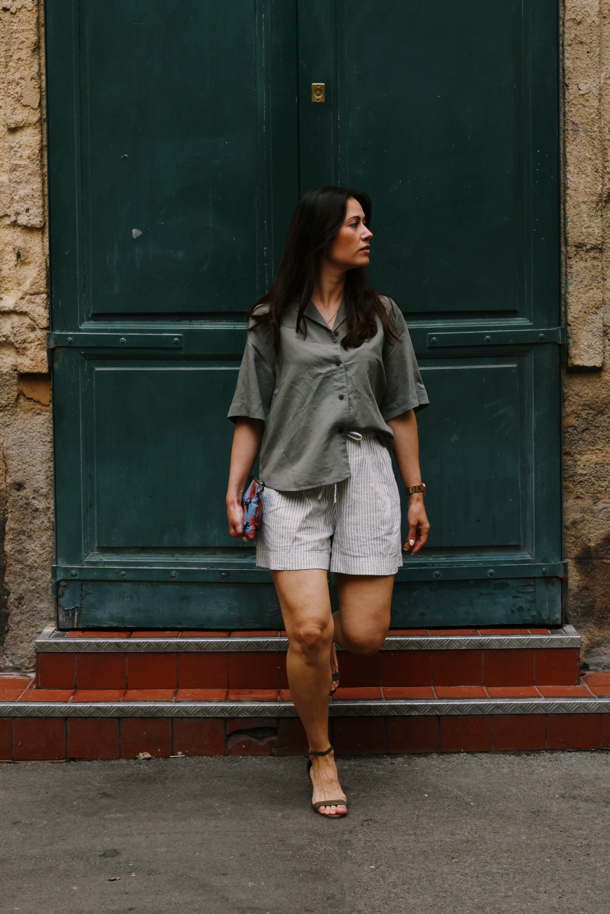 Check styling ideas for「Linen Blend Skort」