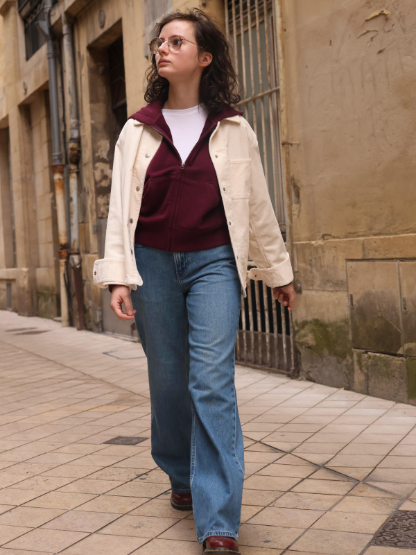 【WONDER WONDER】Hilan Corduroy Collar Cropped Blouson JK Hilan Corduroy Corduroy Collar Cropped Blue-Type Jacket