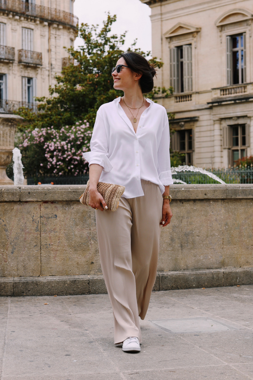 Check styling ideas for RAYON LONG SLEEVE BLOUSE PLEATED WIDE PANTS UNIQLO CA